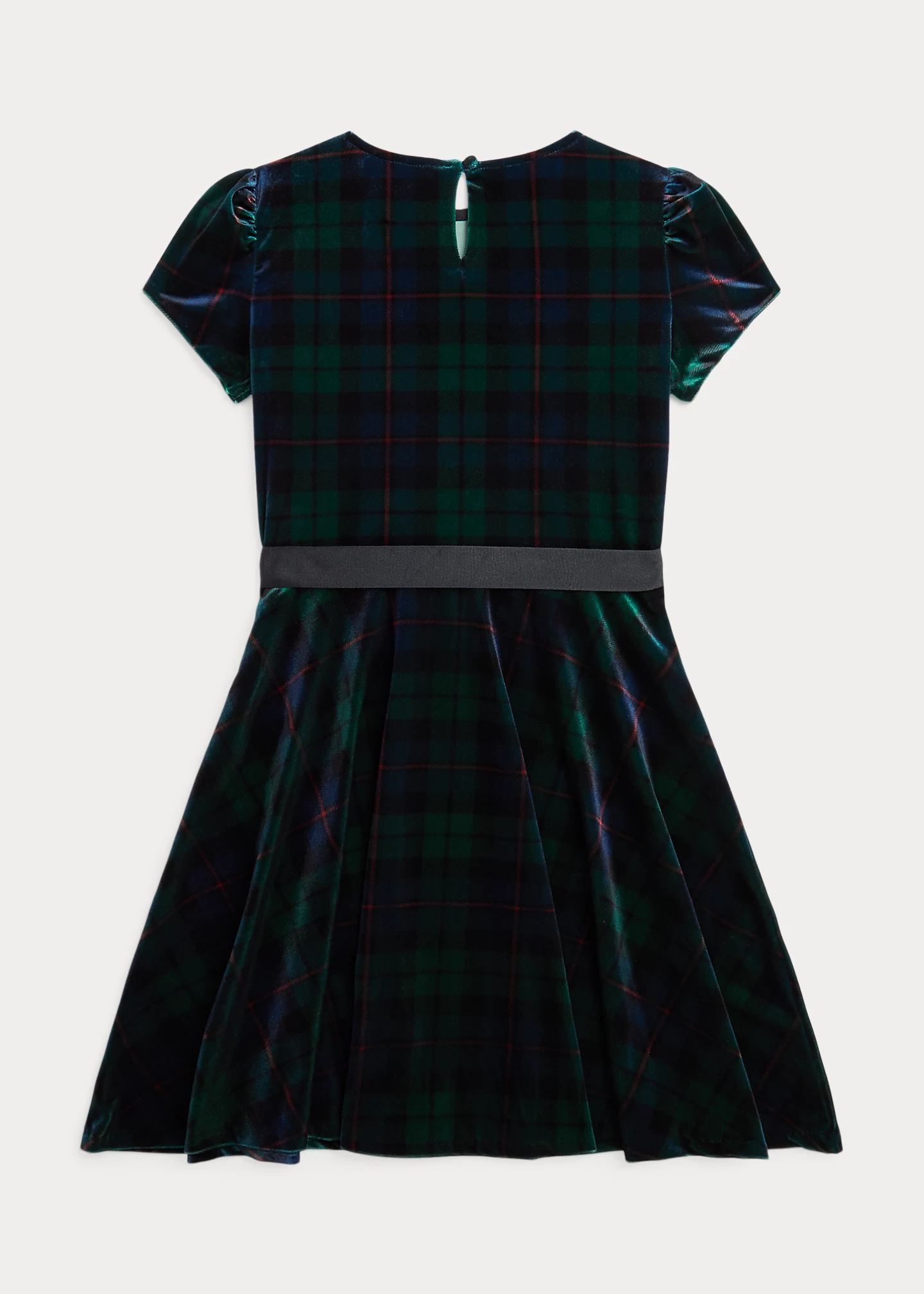 Plaid Belted Velvet Dress