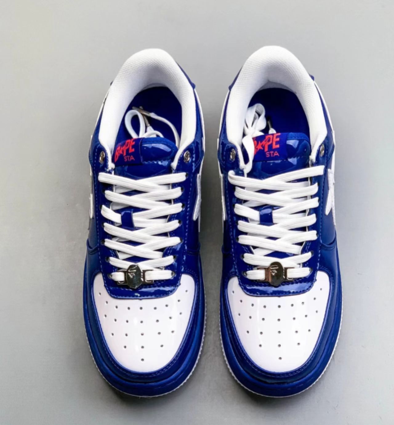 A Bathing Ape Bape Sta Low Blue White Patent Leather