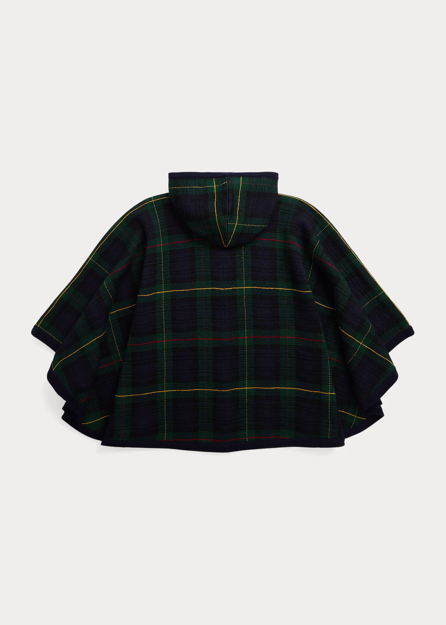 Plaid Wool Hooded Poncho