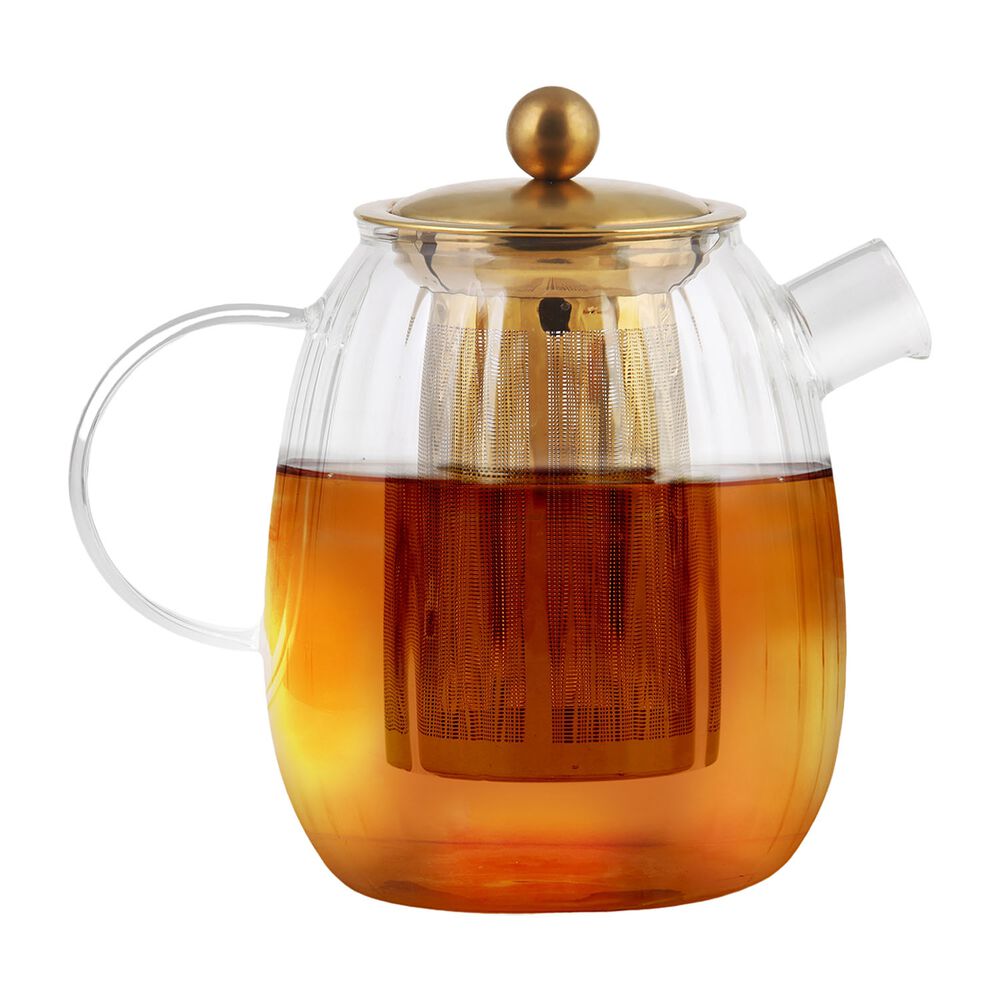 VIALLI DESIGN Dzbanek ze stalowym zaparzaczem Vialli Design Tulip, 1 l, z podwójną ścianką, złoty mat