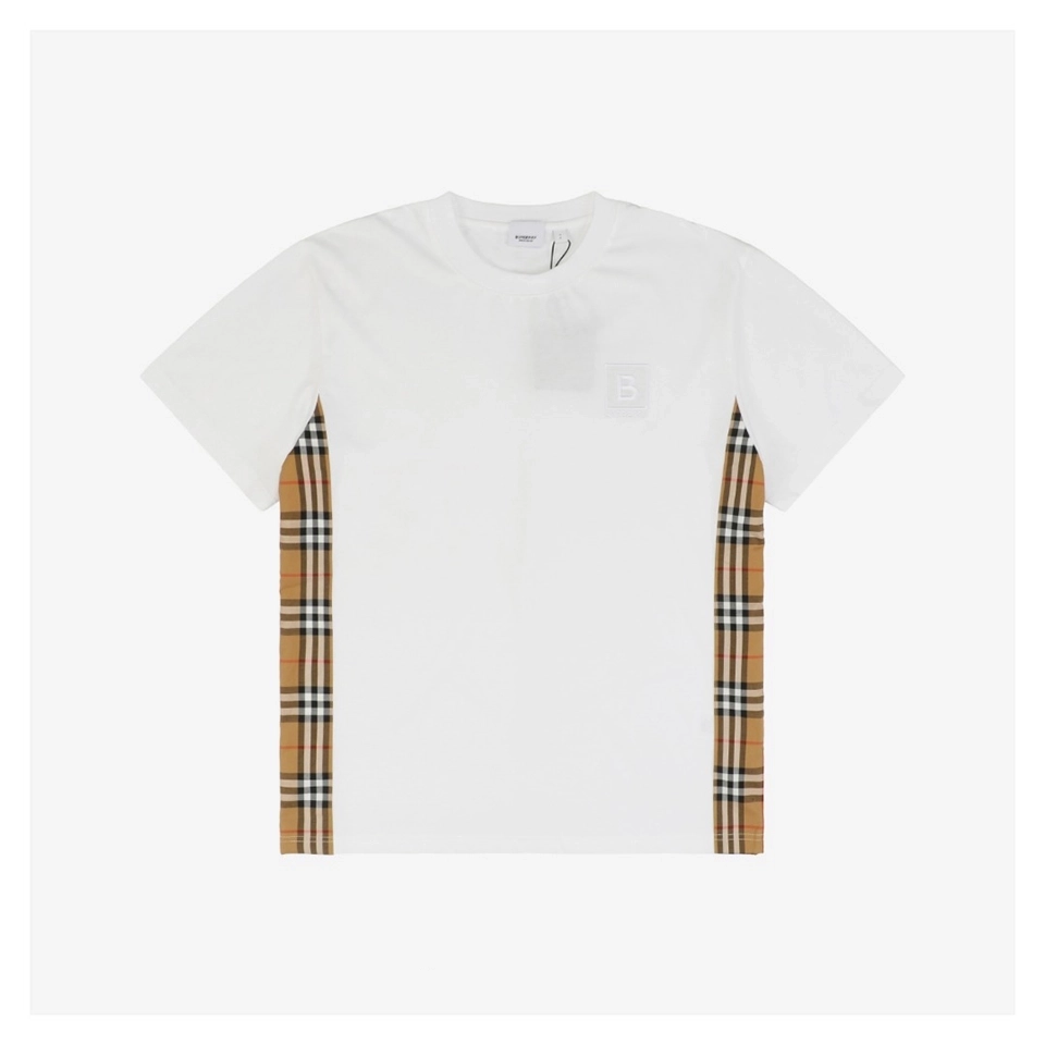 BBry Framed B Logo With Side Check Panel T-Shirt (Black/White)