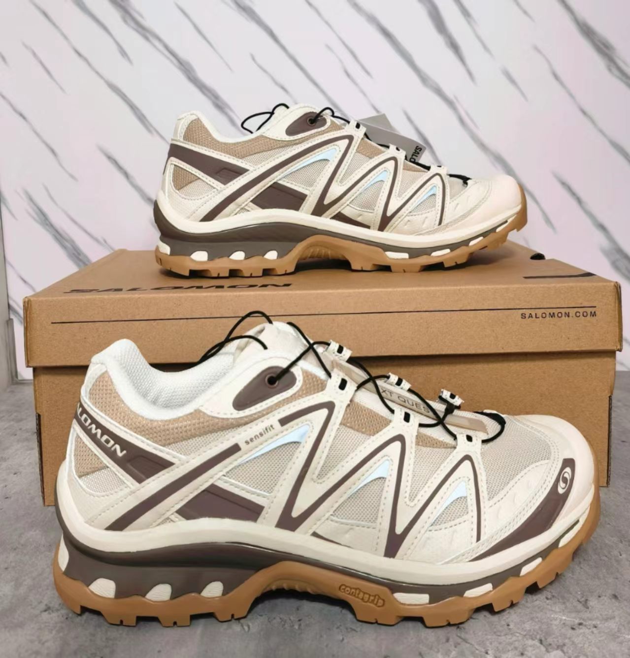 Salomon XA Pro 3D Cream Taupe Gum Mesh Hiking Shoes
