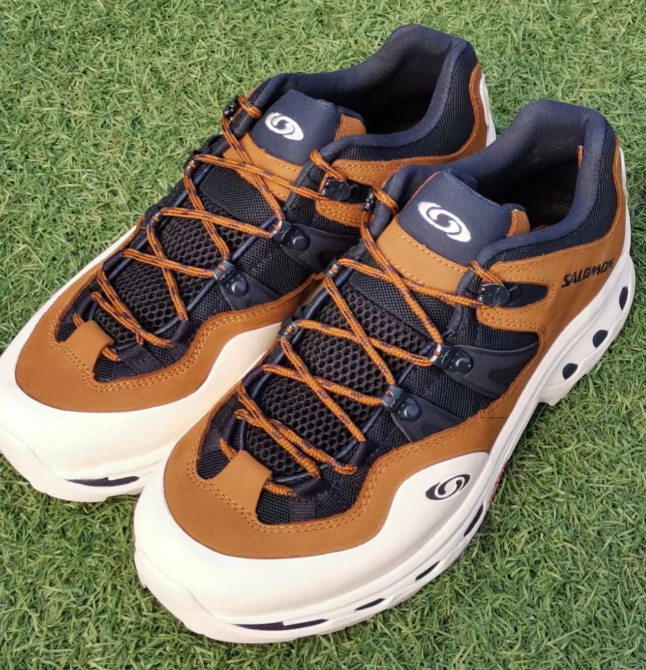 Salomon XA Pro 3D Brown Navy Off White Nubuck Hiking Shoes
