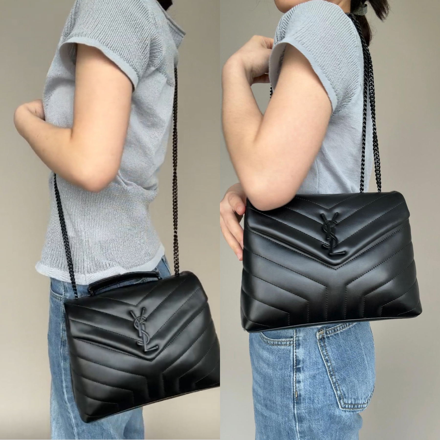SAINT LAURENT Loulou Small Quilted Leather Shoulder Bag Black - Bag