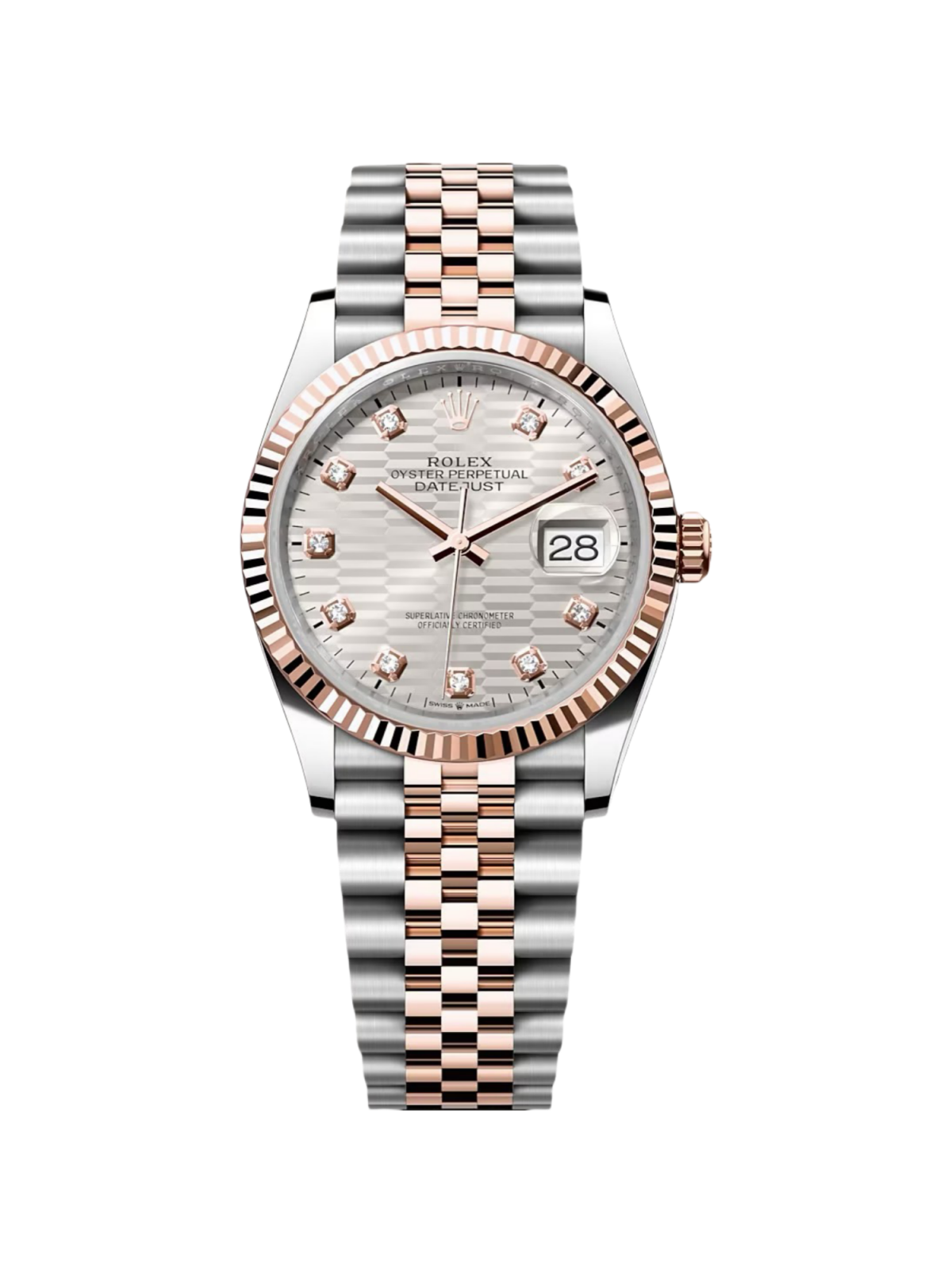 [2026 Mirror Grade]RLX  Datejust 36mm 126231 Silver Fluted Motif Dial Oystersteel and Everose gold Bracelet