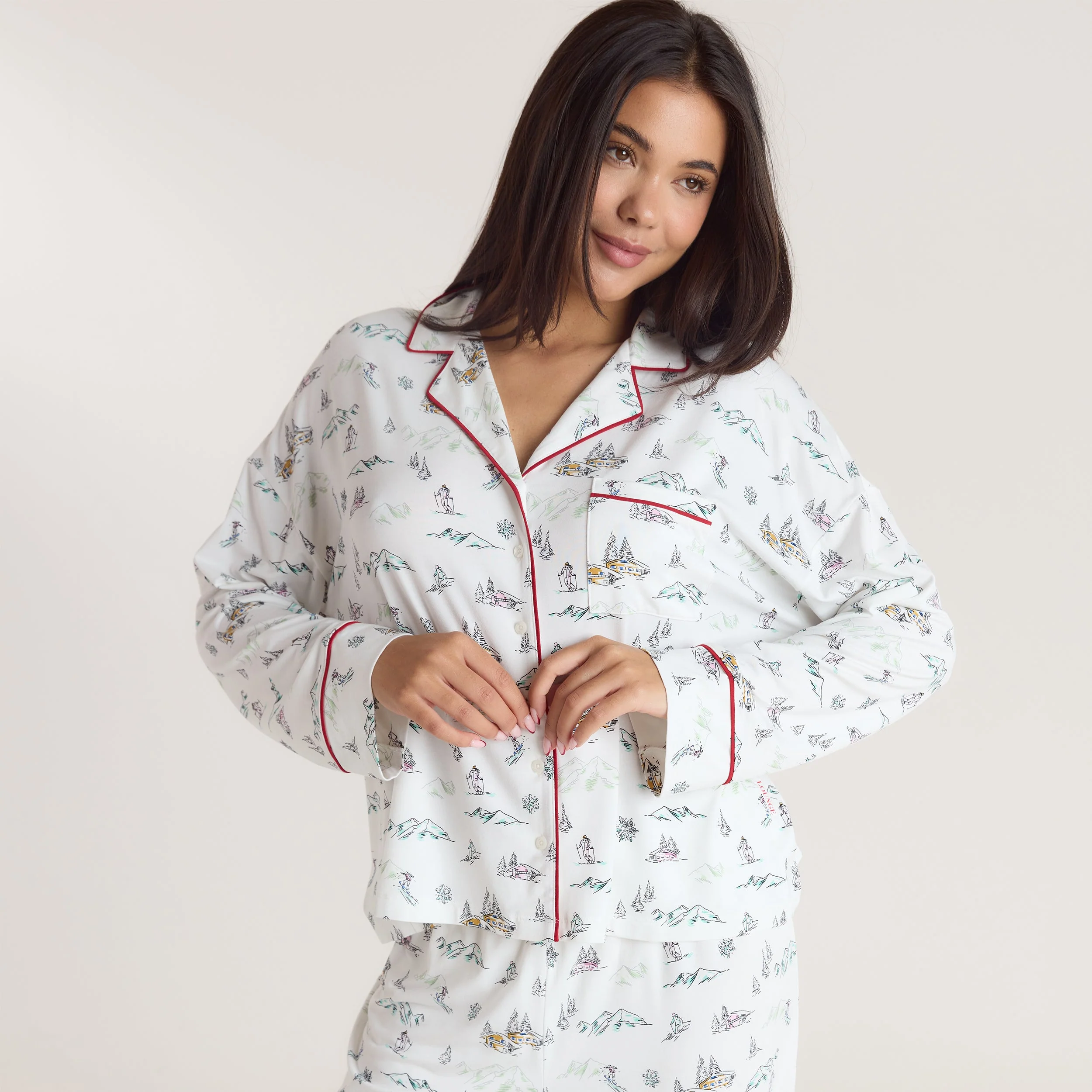 Alpine Dreams Pajama Shirt - Ski Print