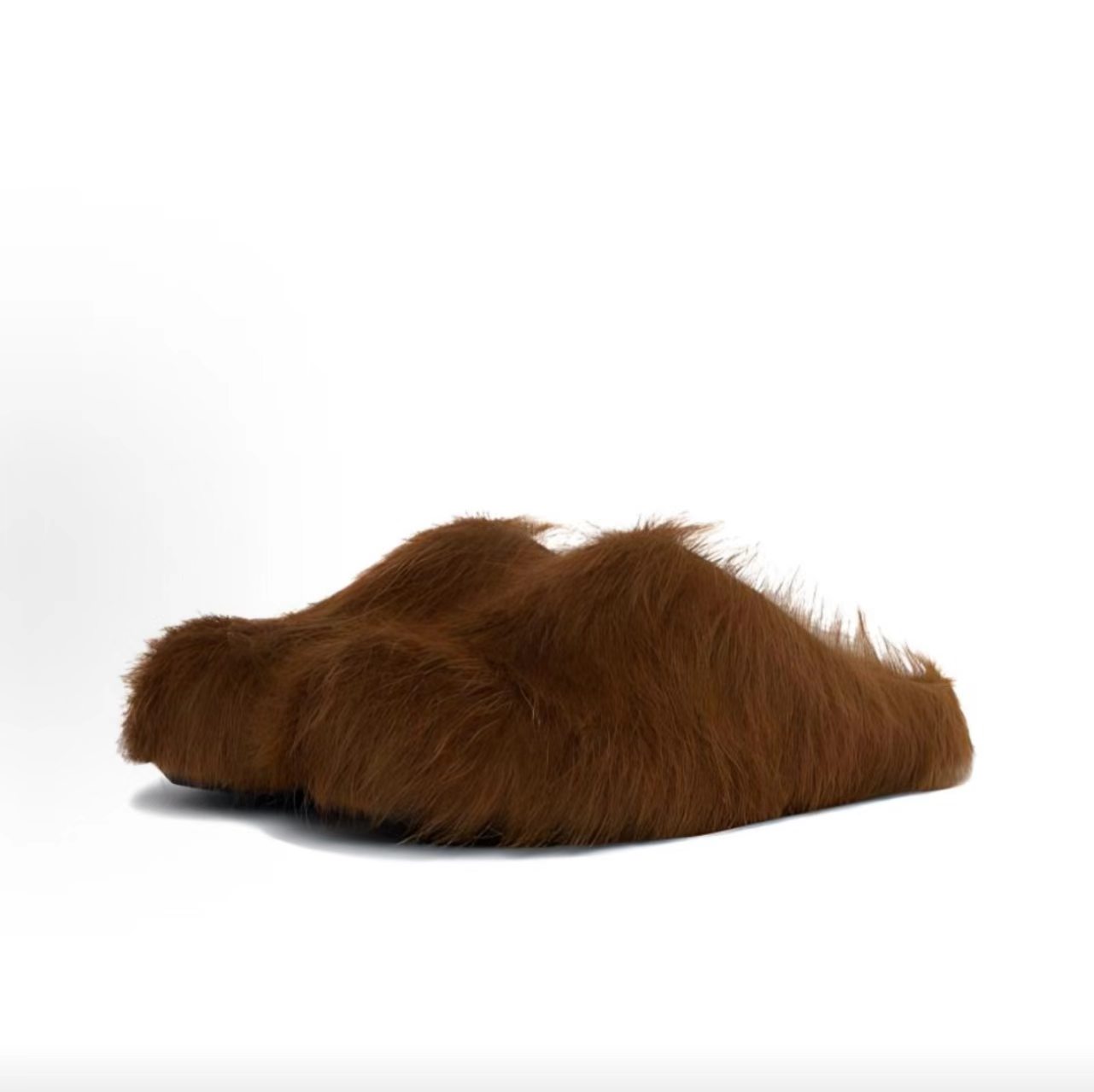 Marni Fussbett Sabot Calf-Hair Mules (Brown)