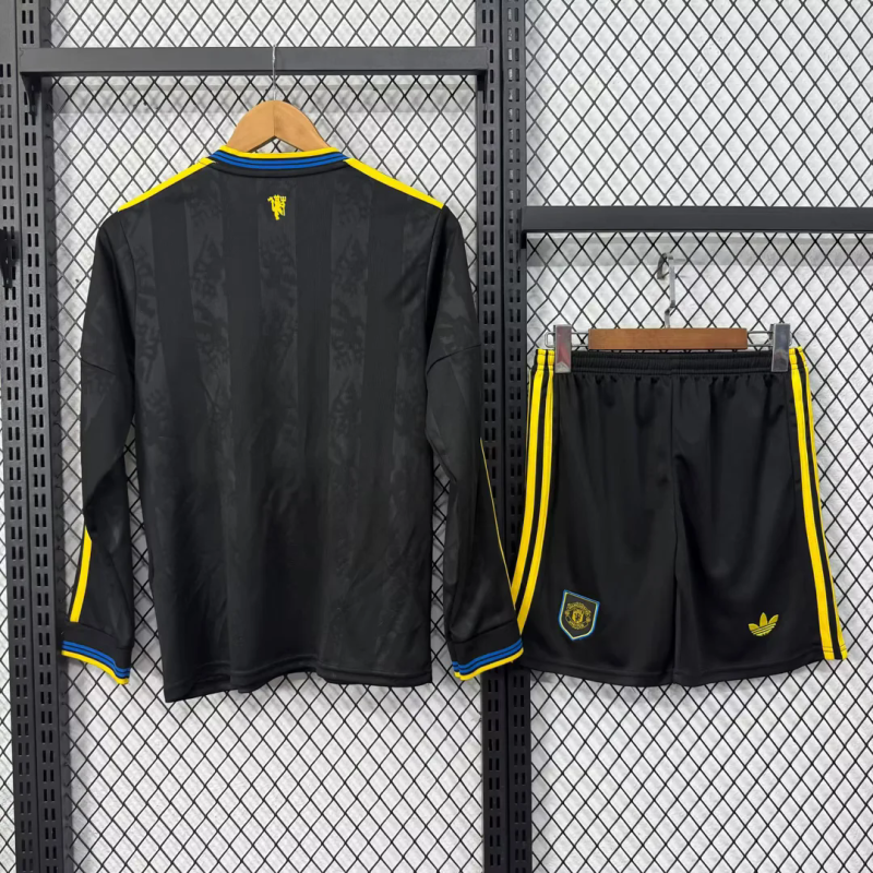 Manchester United Third Away Kids Long Sleeve Kit Jersey+Shorts 2025/26