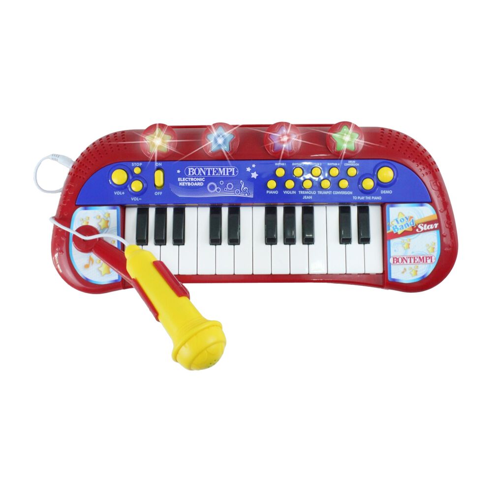 BONTEMPI Keyboard elektroniczny Bontempi, z mikrofonem i stołkiem, czerwony