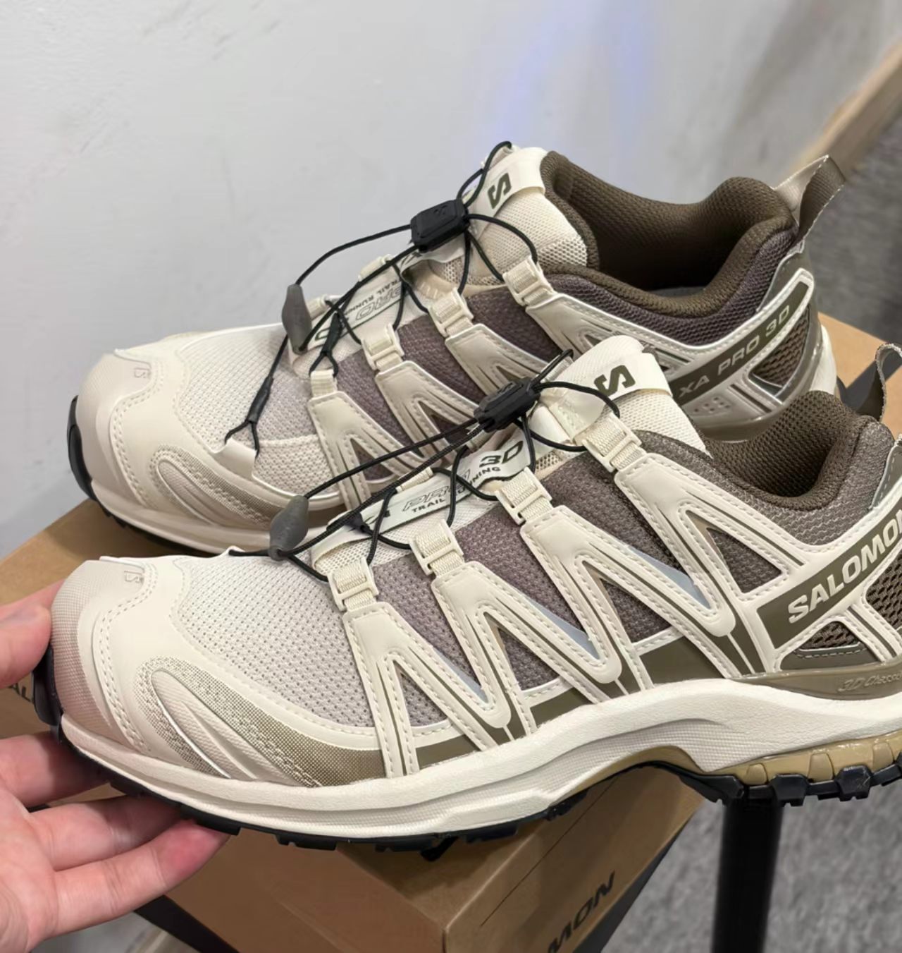 Salomon XA Pro 3D Beige Brown Mesh Hiking Shoes