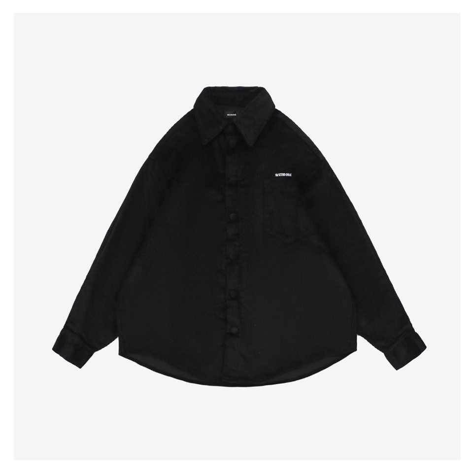 We11done Corduroy Embroidered Shirt (White/Black)