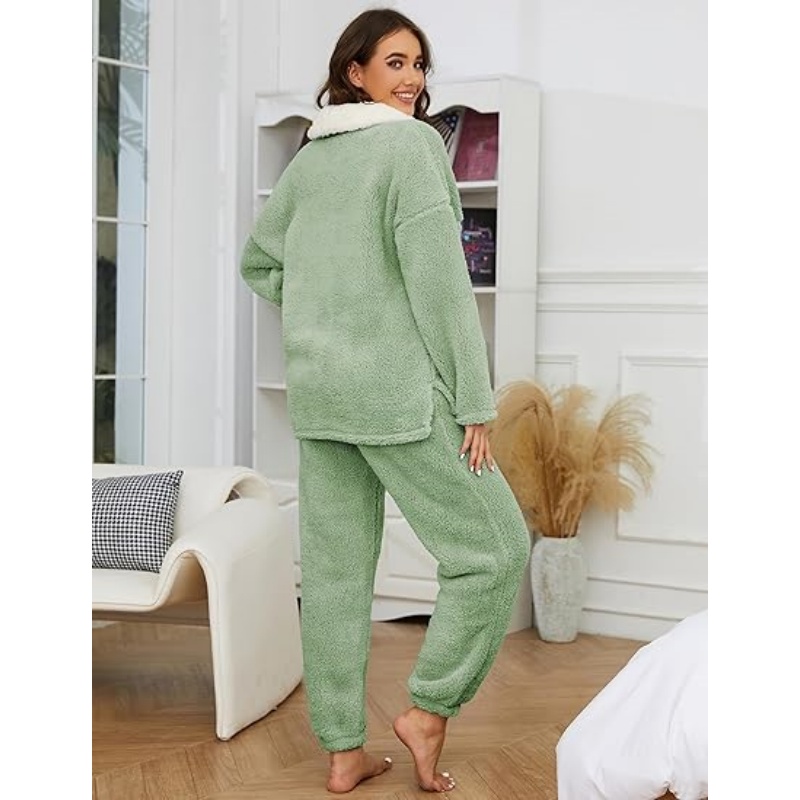 Womens Fluffy Pajamas Set