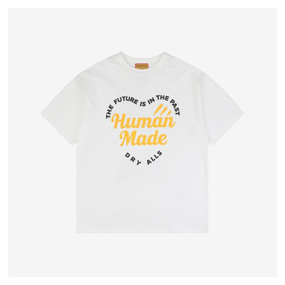 Human Made Heart Logo Letter Print T-Shirt (Black/White)