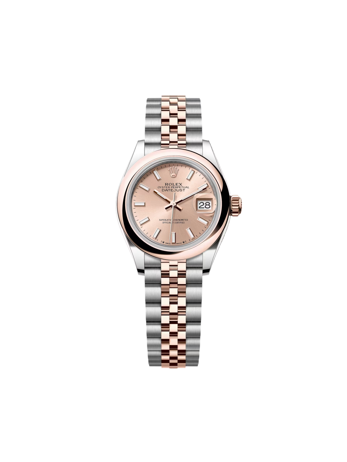 [2026 Mirror Grade]RLX Lady-Datejust 28mm  279161 Rose Stick Dial, Two Tone Stainless Steel & 18K Rose Gold Oyster Bracelet Women's Watch