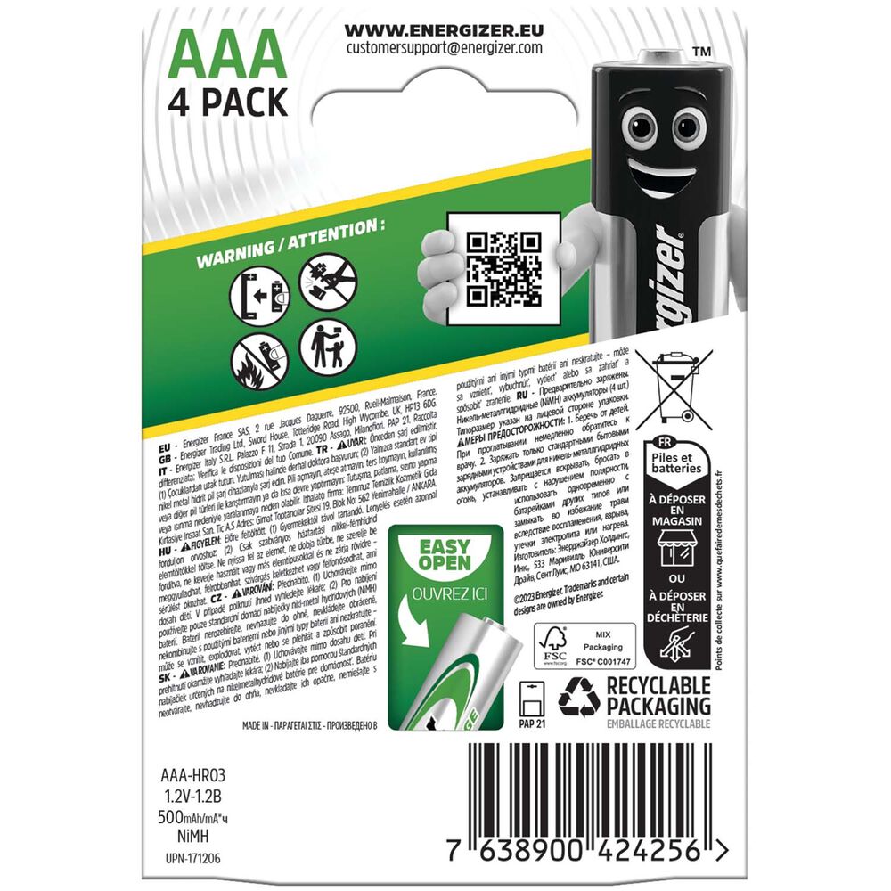 ENERGIZER Akumulatorki Energizer Universal AAA, 4 szt