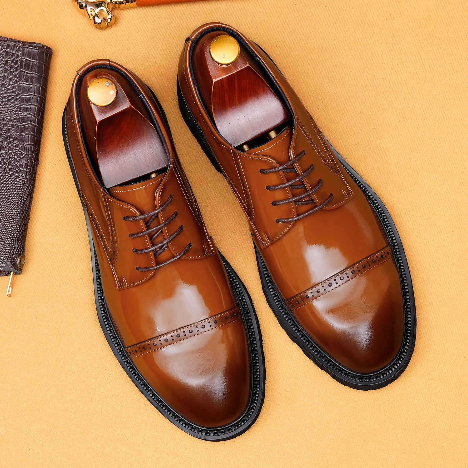 2026 New Men’s Brogue Business Derby Shoes 25869