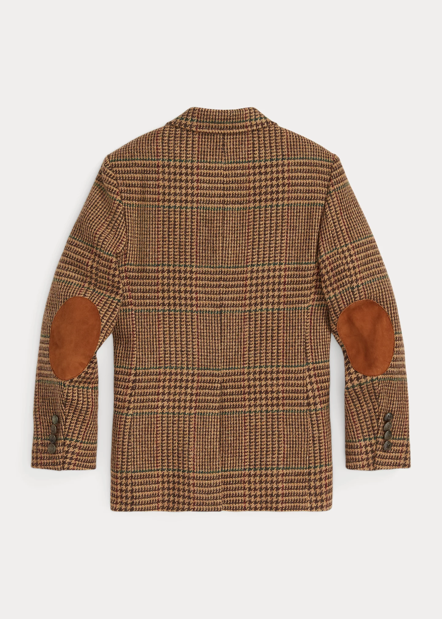 Suede-Trim Plaid Wool Sport Coat