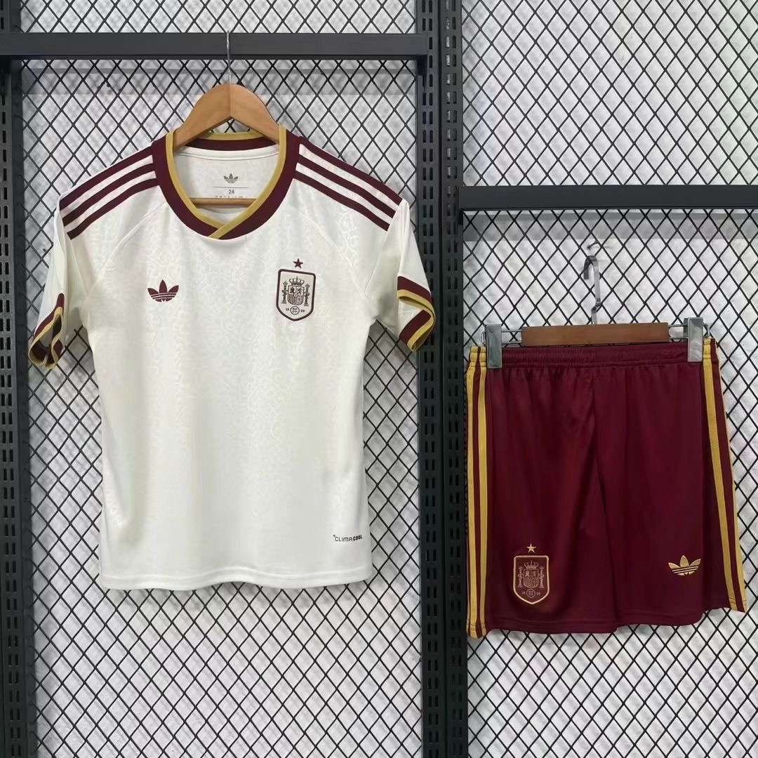 Spain Soccer Jersey Away Kids Kit Jersey+Shorts World Cup 2026