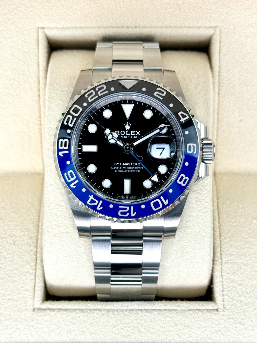 [2026 Mirror Grade]RLX GMT-Master II 40 Watch - Black and Blue Batman Bezel - Black Dial - Oyster Bracelet | Ref m126710blnr-0003