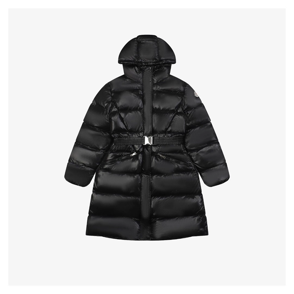Mxxcler Bellevue Belted Hooded Long Down Jacket (Brown/Black)