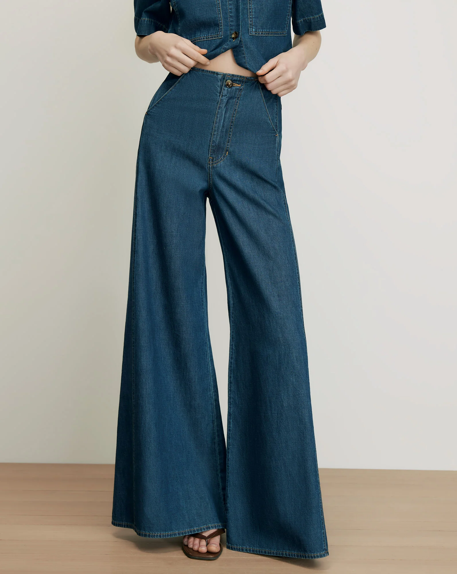 Digby Wide-Leg Chambray Pant