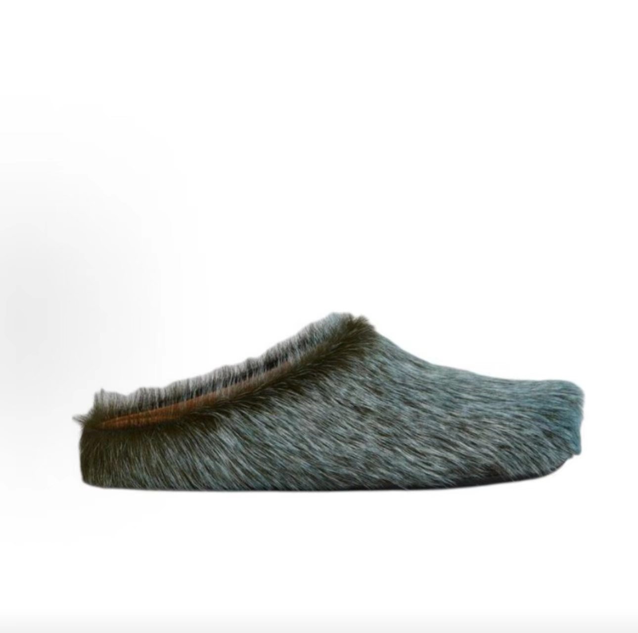 Marni Fussbett Teal Grey Haircalf Mule