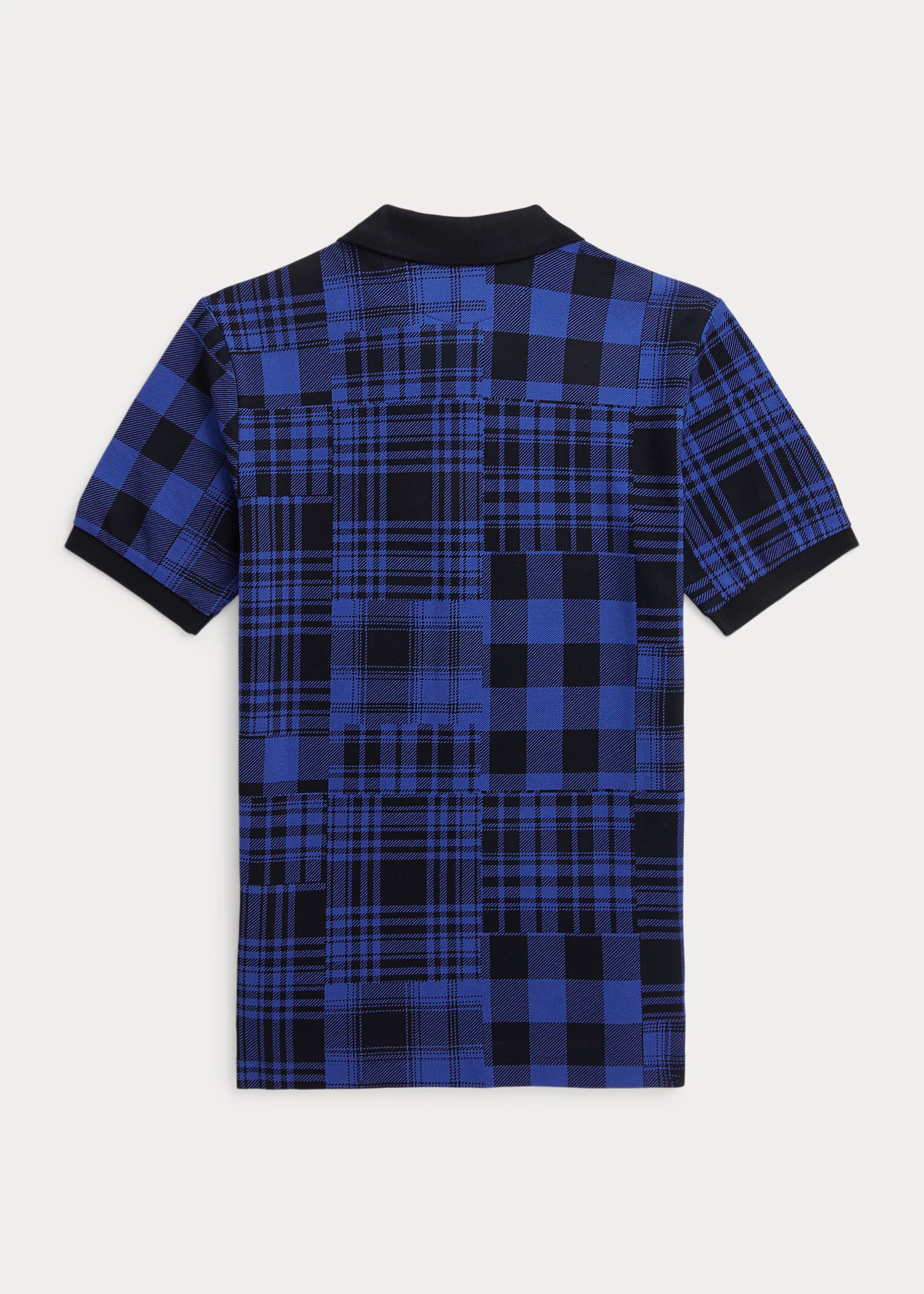 Patchwork Plaid Cotton Mesh Polo Shirt