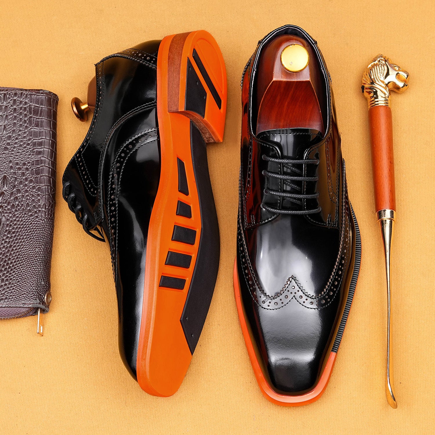2026 Brogue Leather Shoes Men Full Grain Leather British Wedding Formal Dress 25893