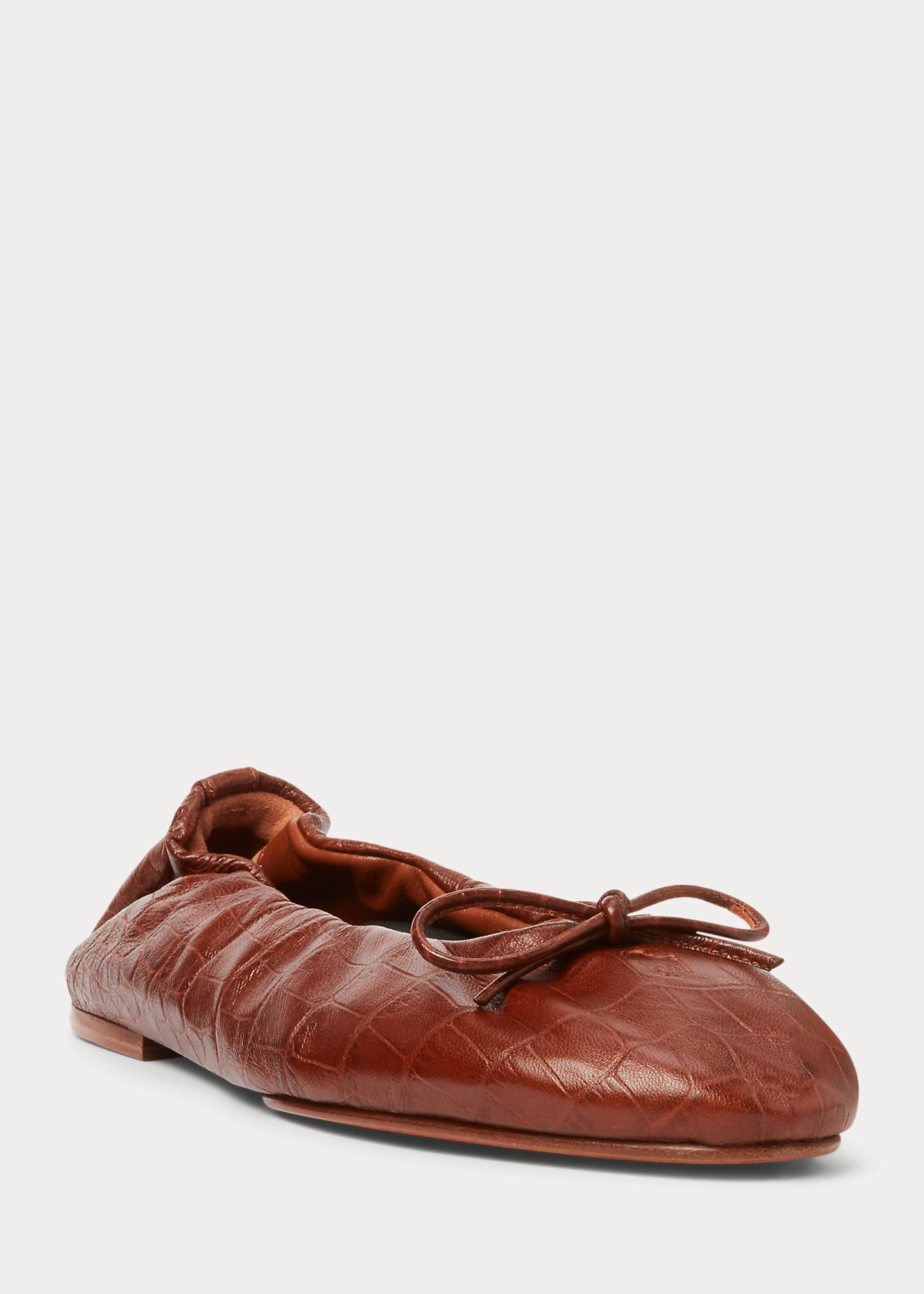 Crocodile-Embossed Leather Ballet Flat