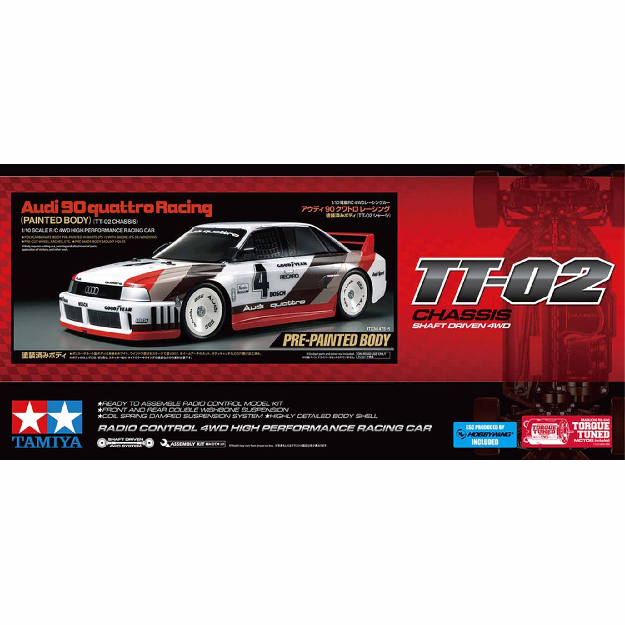 1/10 Audi 90 Quattro Racing TT-02 4x4 Touring Car Kit, LIMITED EDITION