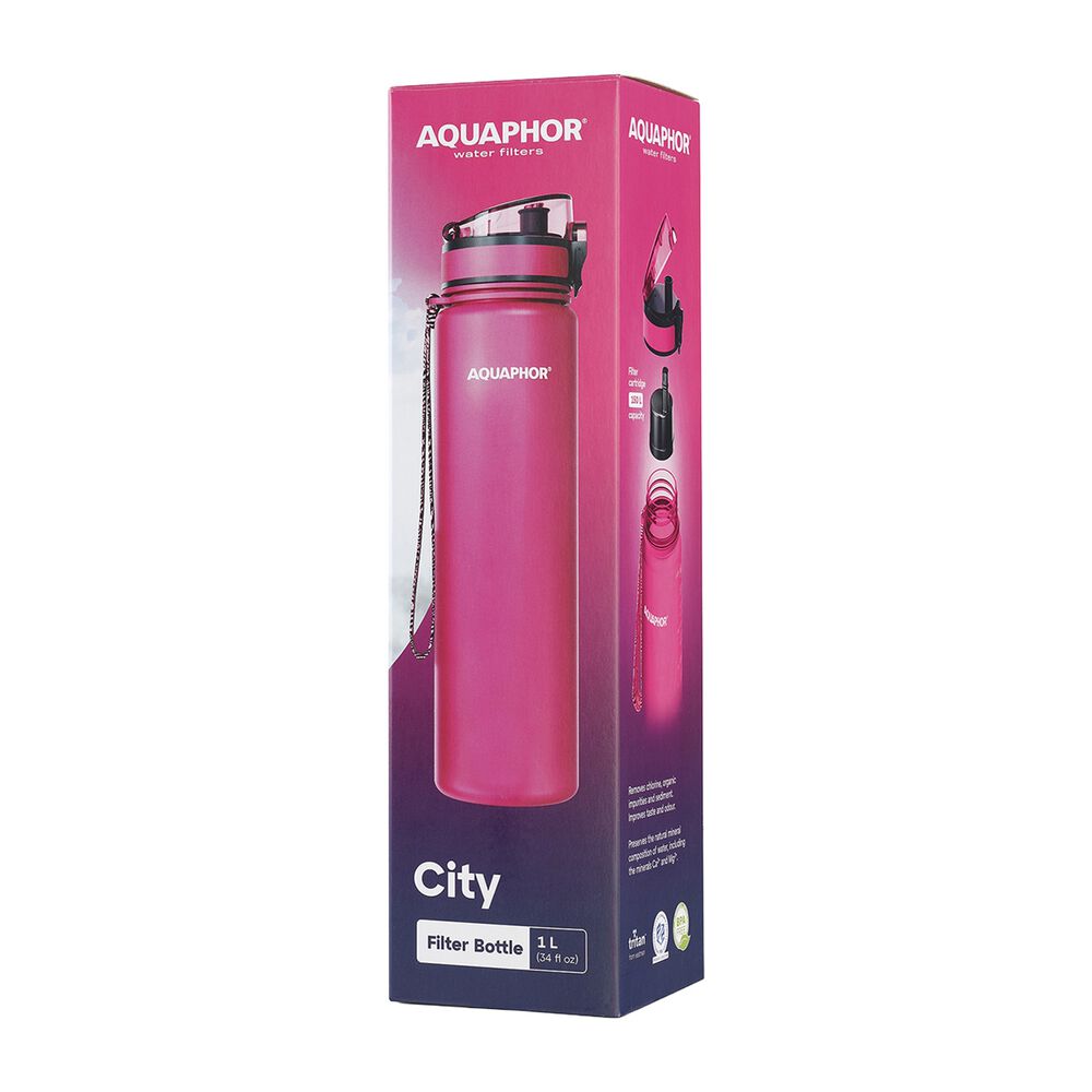 AQUAPHOR Butelka filtrująca do wody 1 l Aquaphor City, różowa
