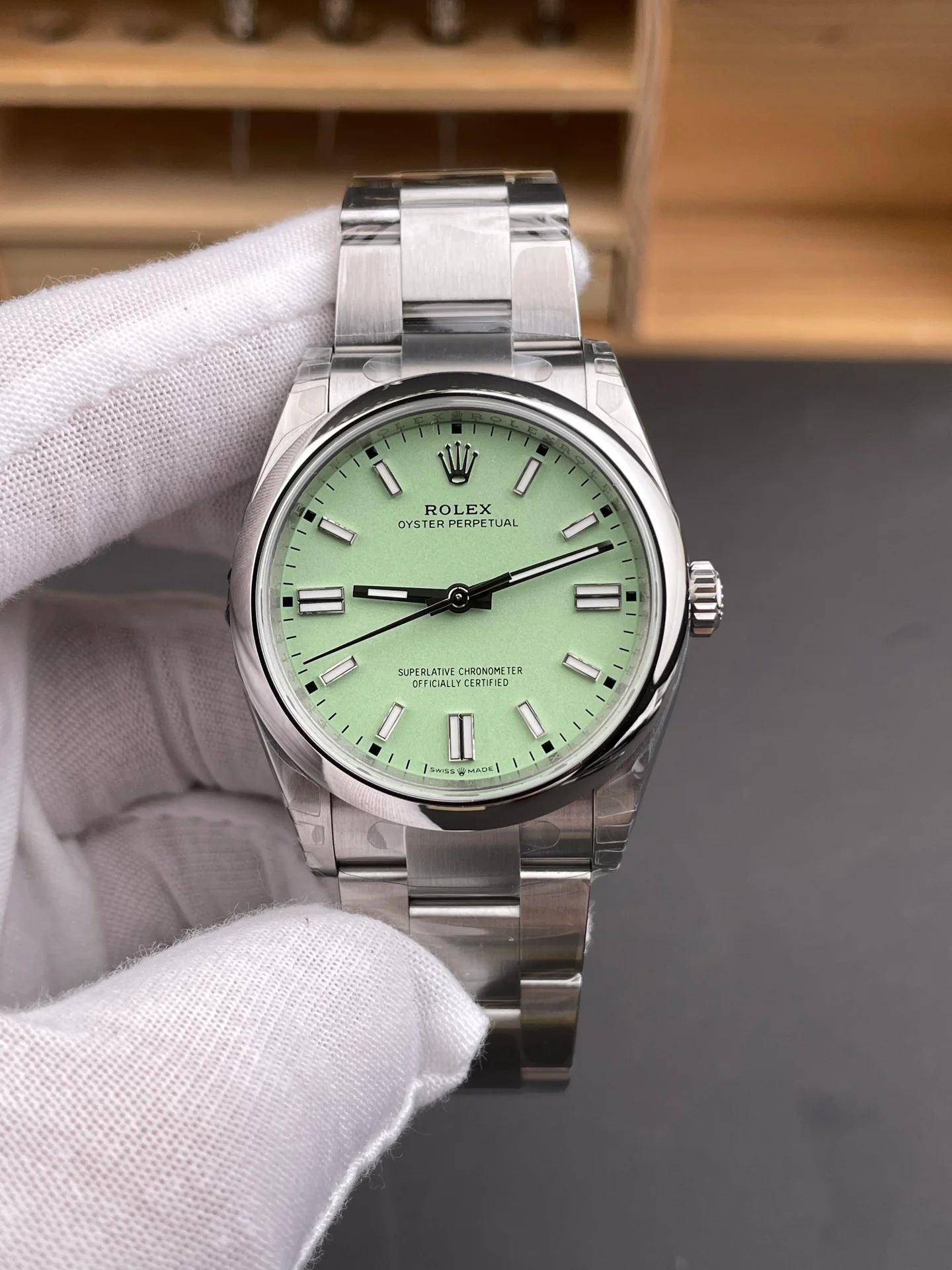 Light Green Oyster Perpetual Pistachio Green Dial