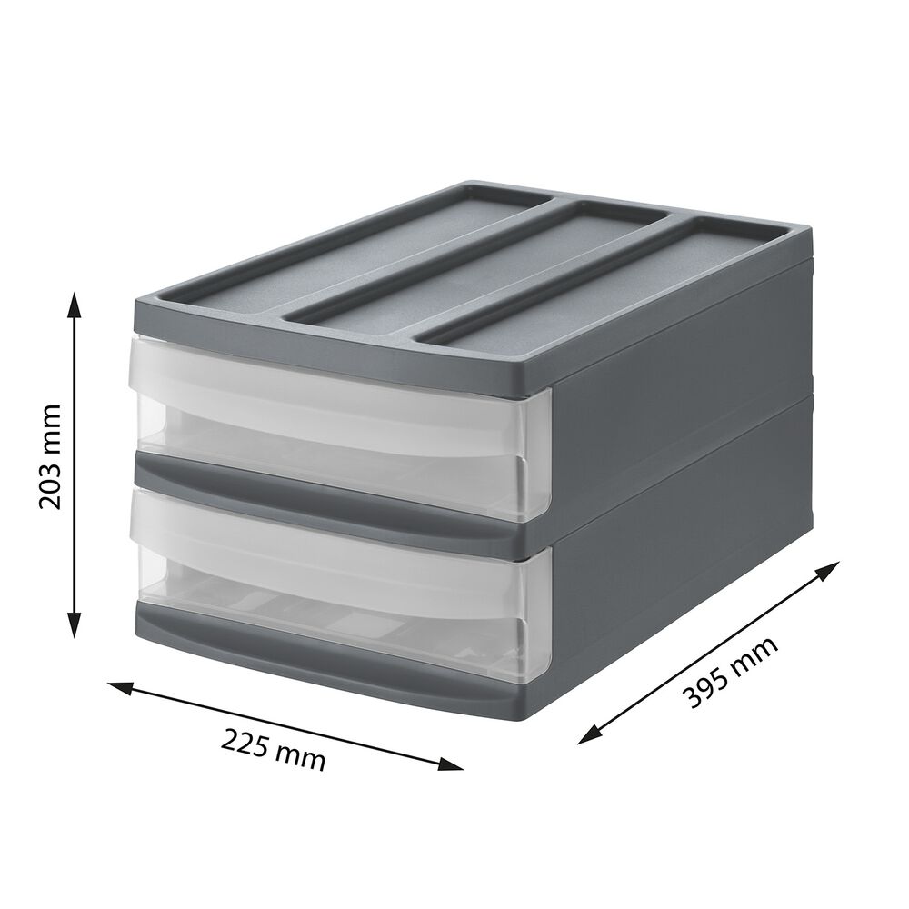 ROTHO Pojemnik z 4 szufladami 25,5 x 39,5 x 20,3 cm Rotho Tower, antracytowy
