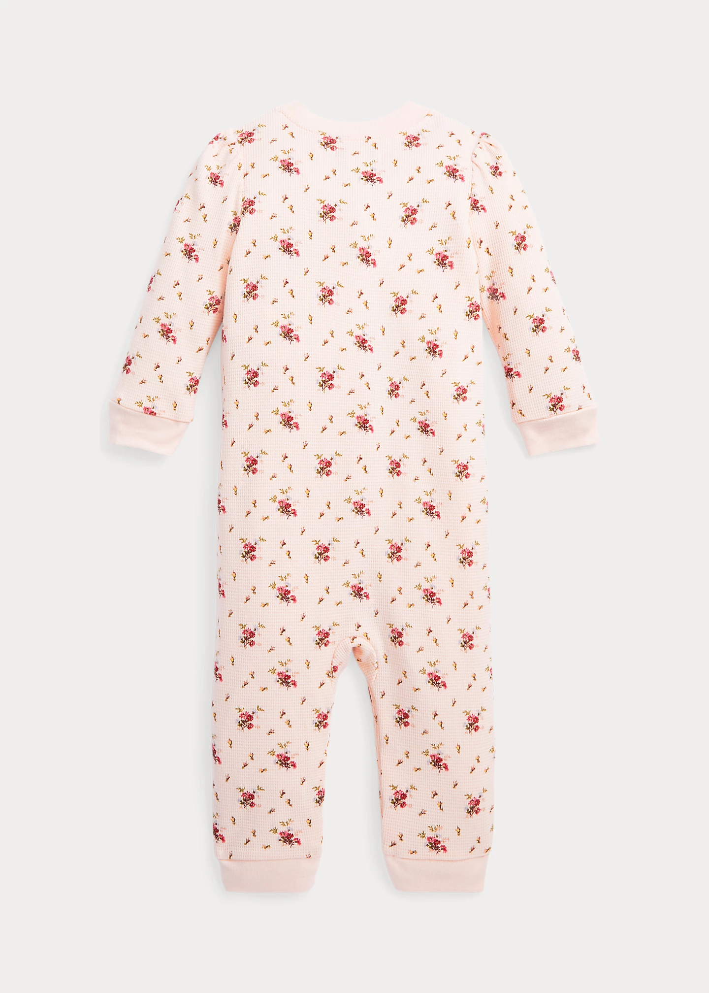 Floral Waffle-Knit Henley Coverall