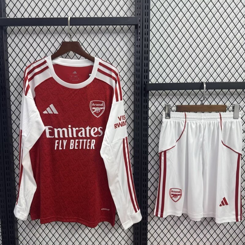 Arsenal Soccer Jersey Home Kids Kit Jersey+Shorts Long Sleeve 2025/26