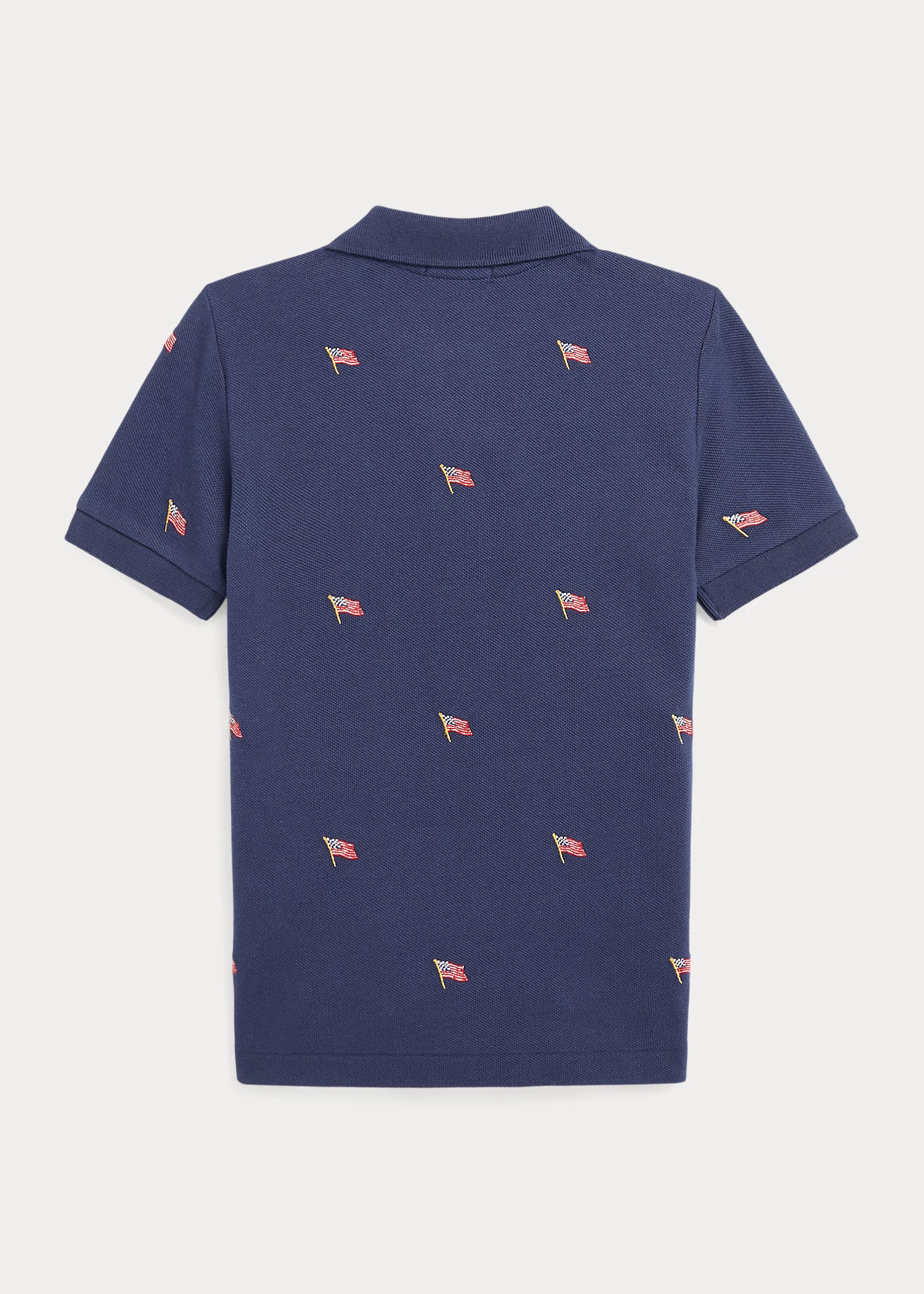 Flag-Embroidered Cotton Mesh Polo Shirt
