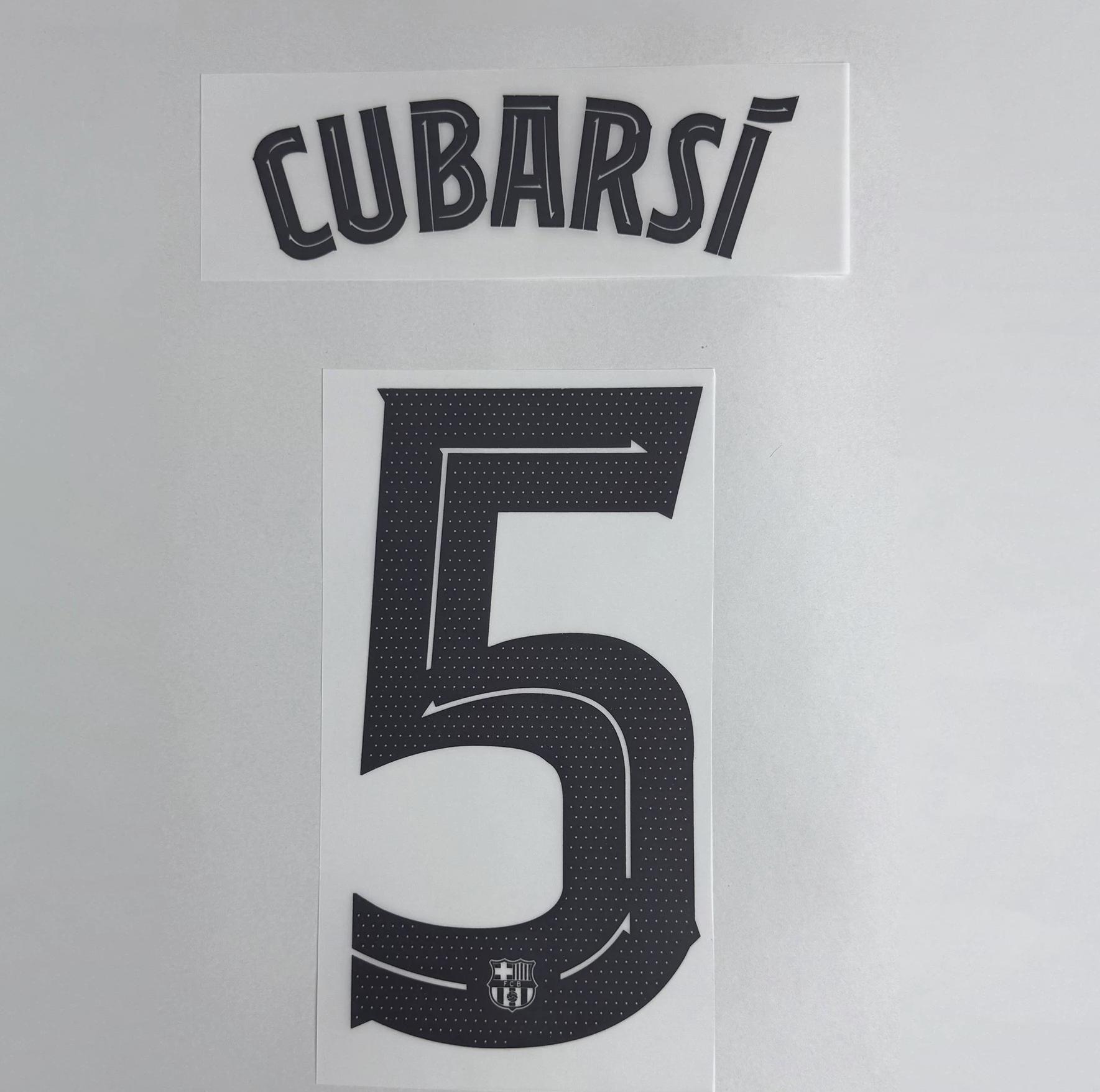 CUBARSI #5 FC Barcelona 2025-26 Away UCL Football Soccer Name & Number Set