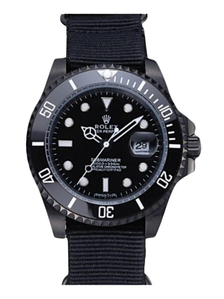 [2026 Mirror Grade]Rolex Submariner 622006 Black nylon strap Black Dial 40mm Mens Replica Watch