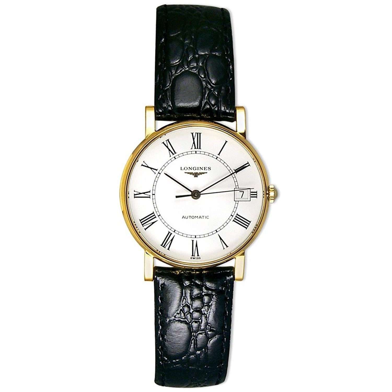 [2026 Mirror Grade]Longines Men's L47446112 La Grandes Classiques Flagship 18kt Yellow Gold Black Leather Watch