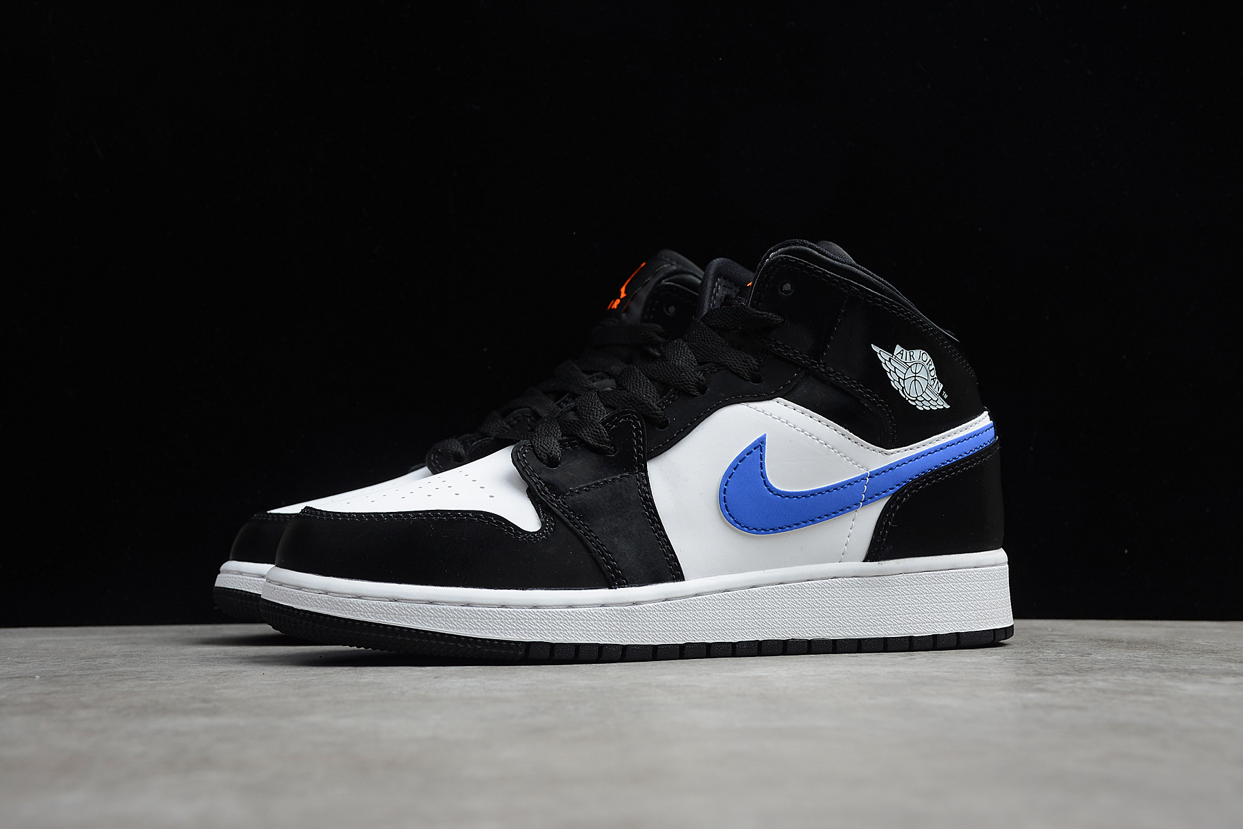 Air Jordan 1 Mid Black White Racer Blue 554725 084