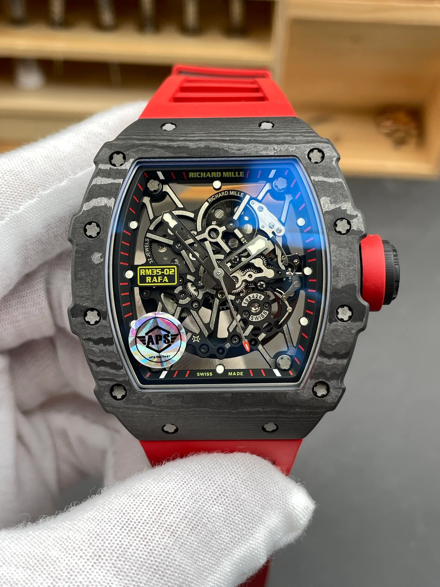 RM35-02 Carbon Fiber Red Bezel