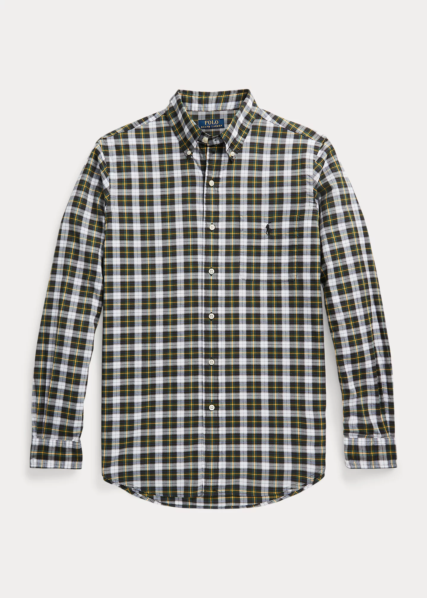 Classic Fit Plaid Washed Poplin Shirt