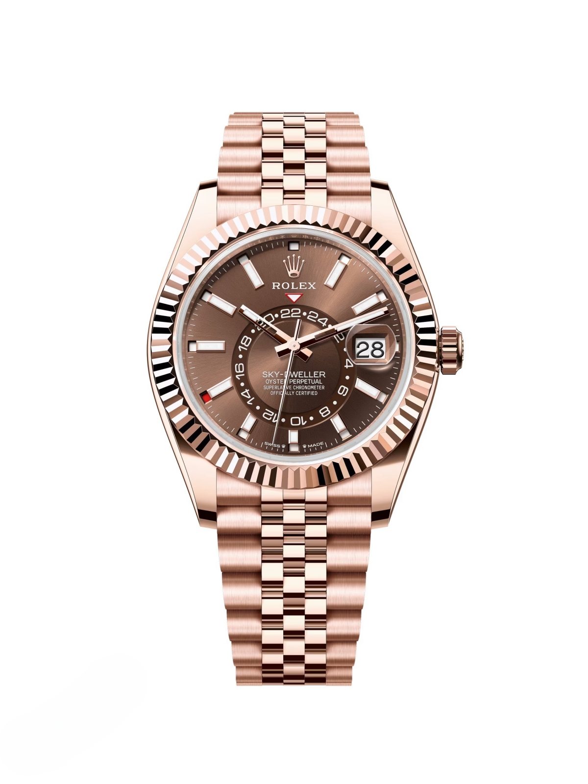 [2026 Mirror Grade]RLX  Sky-Dweller 42mm Rose Gold Chocolate Dial Jubilee - 336935