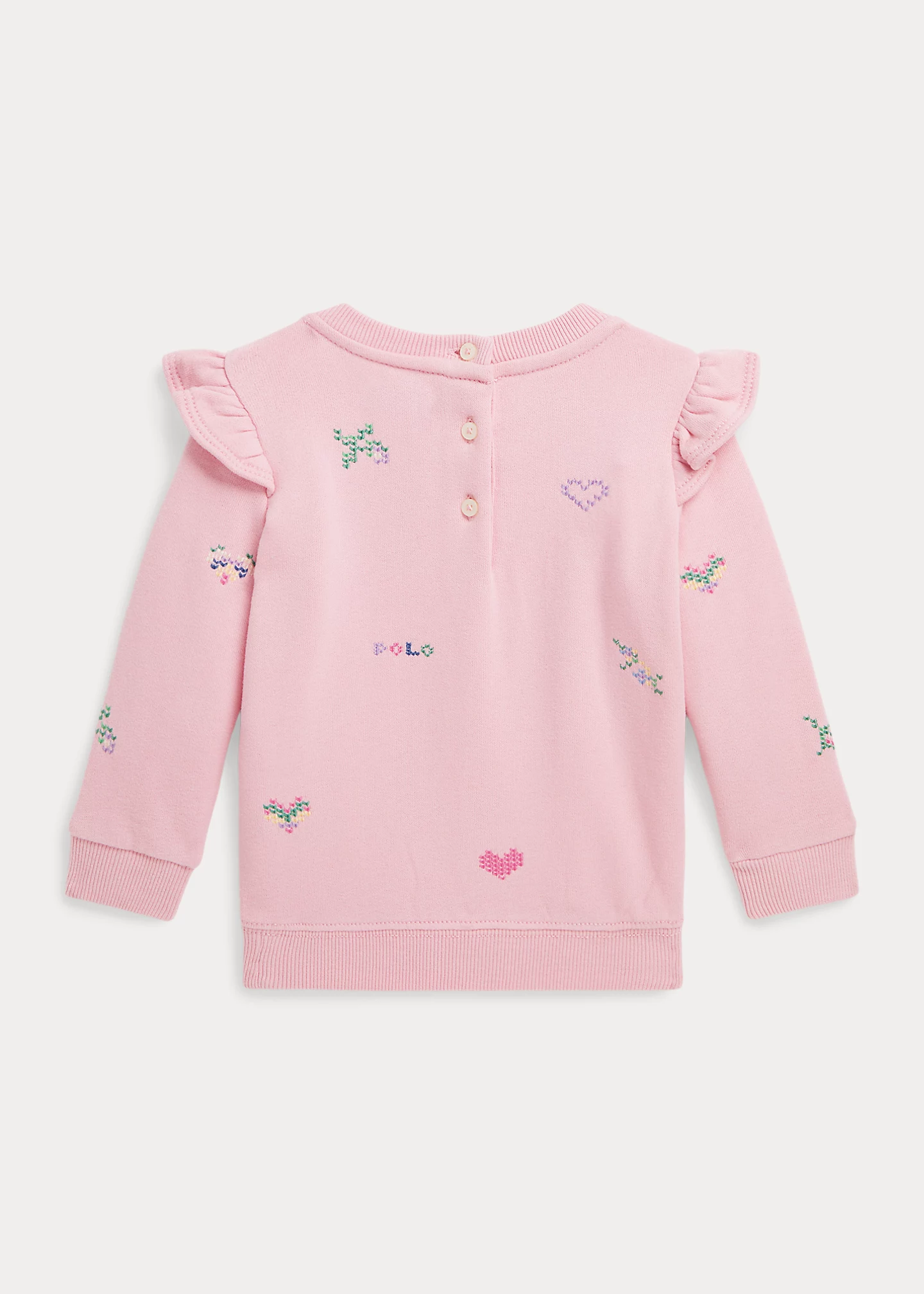 Embroidered Ruffled Fleece Sweatshirt