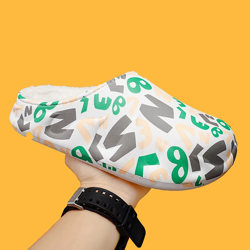 Men Slippers Winter Shoe Home Trendy All-match Outdoor Walking Easy To Clean Fashion Water Proof Add Cotton Wear-resistant