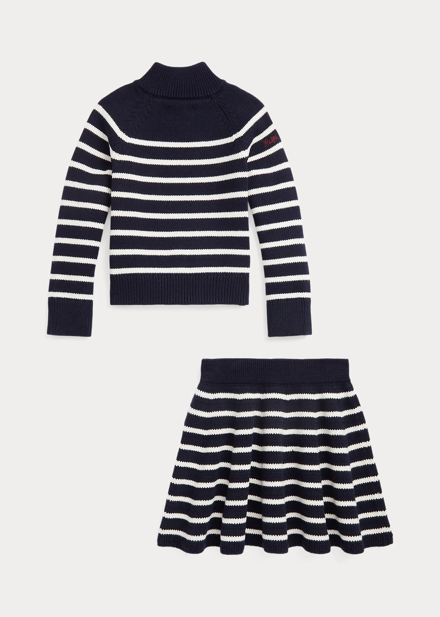 Striped Cotton Sweater & Skirt Set