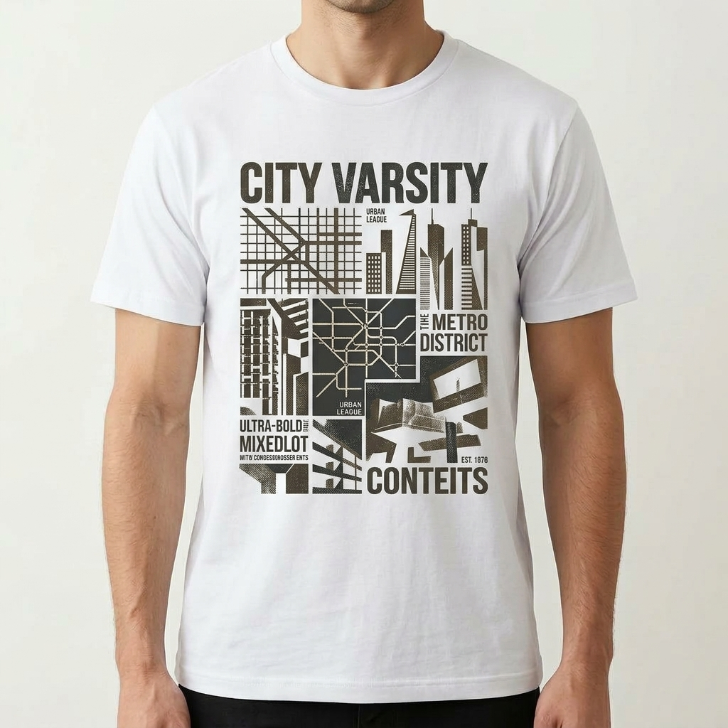 City Varsity Tee, Vintage Athletic Graphic T-Shirt, Unisex Streetwear Shirt CityTee2