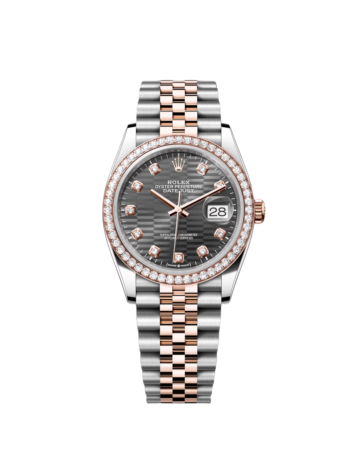 [2026 Mirror Grade]RLX  Datejust 36mm 126281 Slate Fluted Motif Diamond Dial Diamond Bezel and Oyster Bracelet