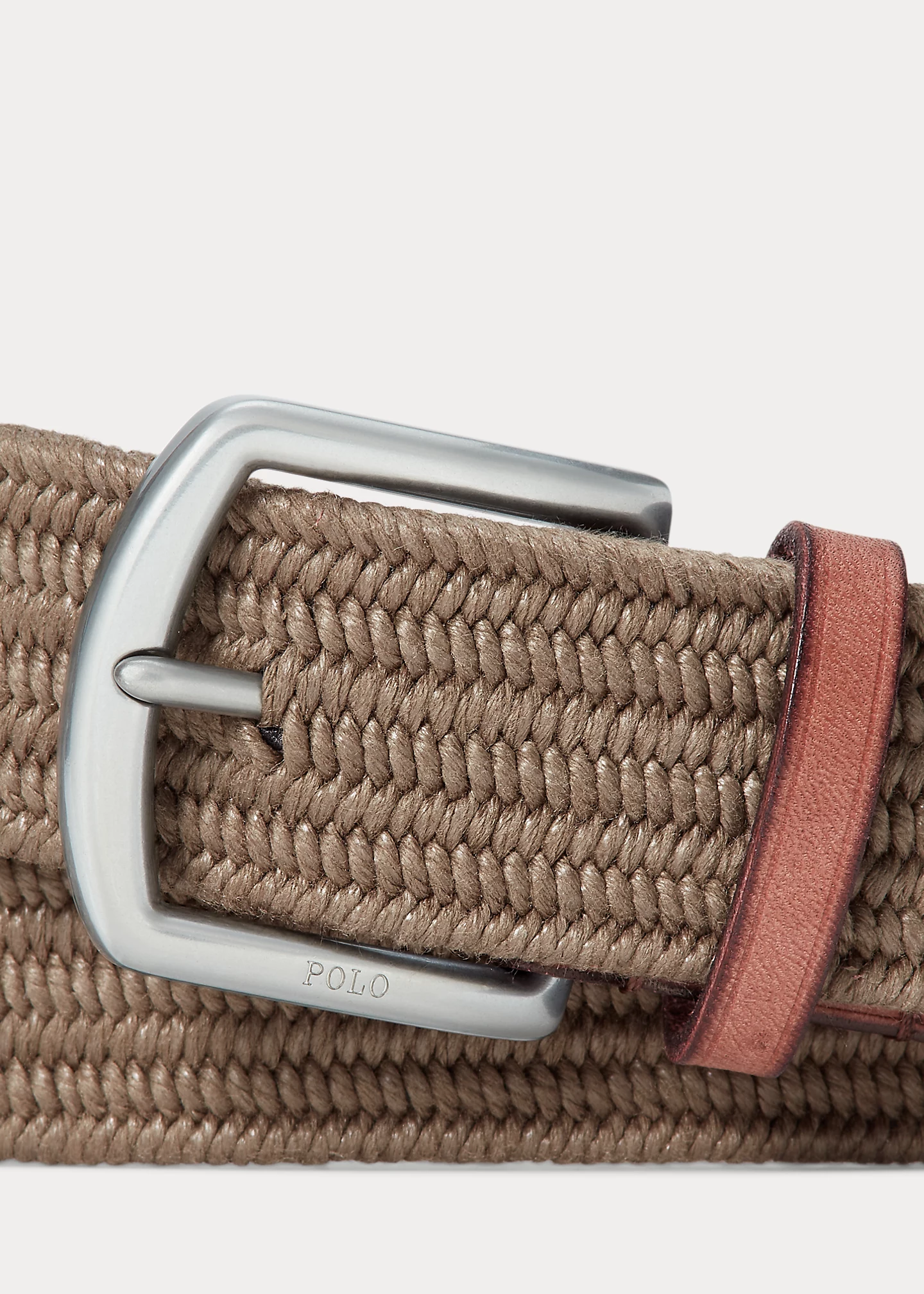 Leather-Trim Braided Belt