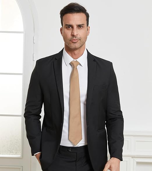 JERMYN Men's Ties Solid Color Formal Neckties 3.15